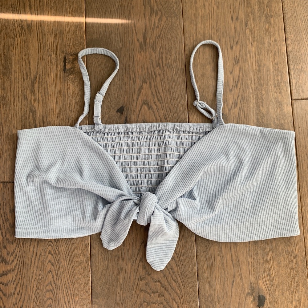 Zaful light blue ribbed crop top